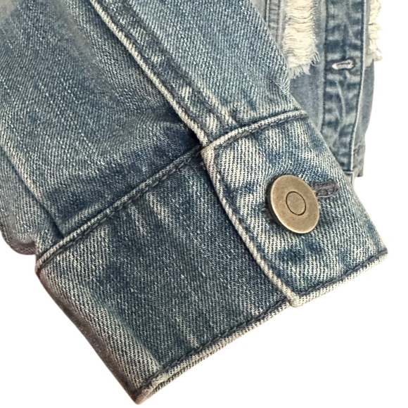 Guns N’ Roses Distressed Denim Trucker Band Jacket Leopard Faux Fur Collar M - Picture 8 of 15